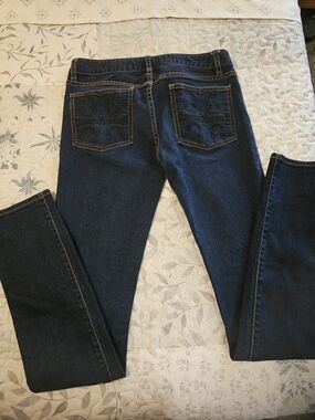 Tory Burch Dark Indigo Skinny Jeans with Embroidered Back Pockets